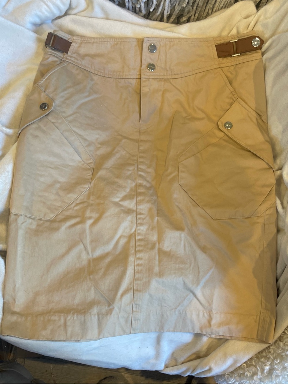 Ralph Lauren Tan Utility Pencil Skirt with Belt Tab Details Black Label